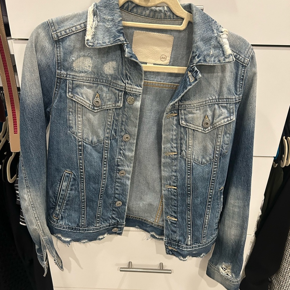 AG JEANS DISTRESSED DENIM JACKET -SIZE XS